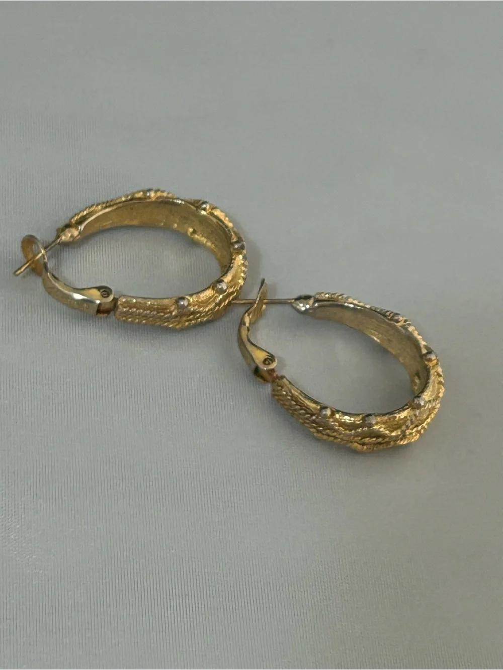 Vintage Gold-Tone Textured Hoop Earrings by Goldette